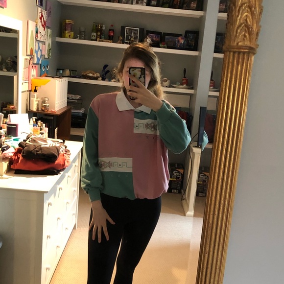 Alfred Dunner Color Block Patterned Crew - Picture 2 of 4